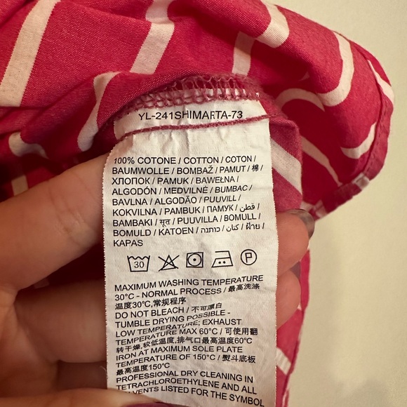 Piombo Women’s Button Up Blouse Size Medium Pink White Stripe 100% Cotton - Picture 3 of 4